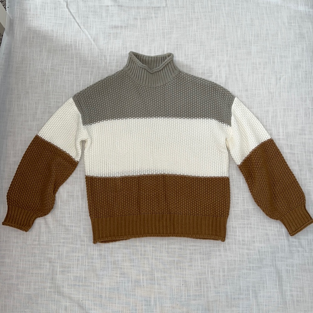 Amazon Color-Block Turtleneck Sweater